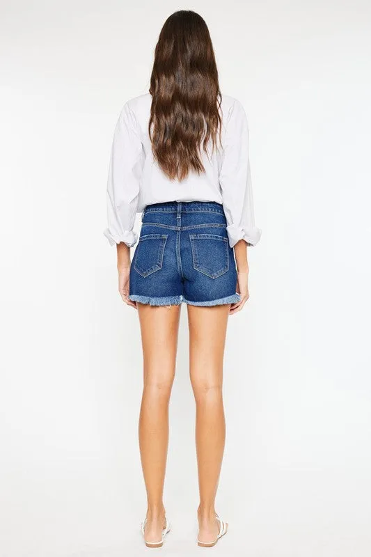 High Rise No Stitch Frayed Hem Shorts