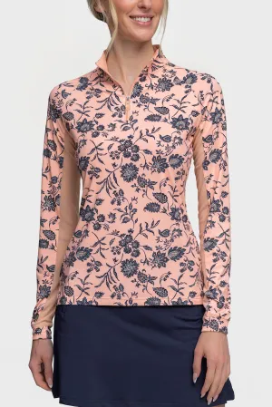 Jacobean Peach Floral Long Sleeve Sun Shirt