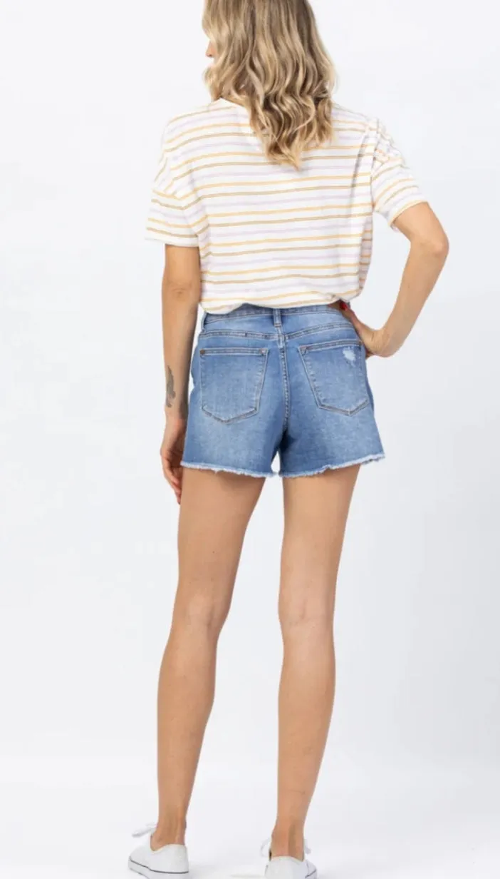 Judy Blue Style 150059 Brooklyn Frayed Hem Denim Shorts