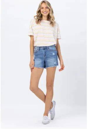 Judy Blue Style 150059 Brooklyn Frayed Hem Denim Shorts