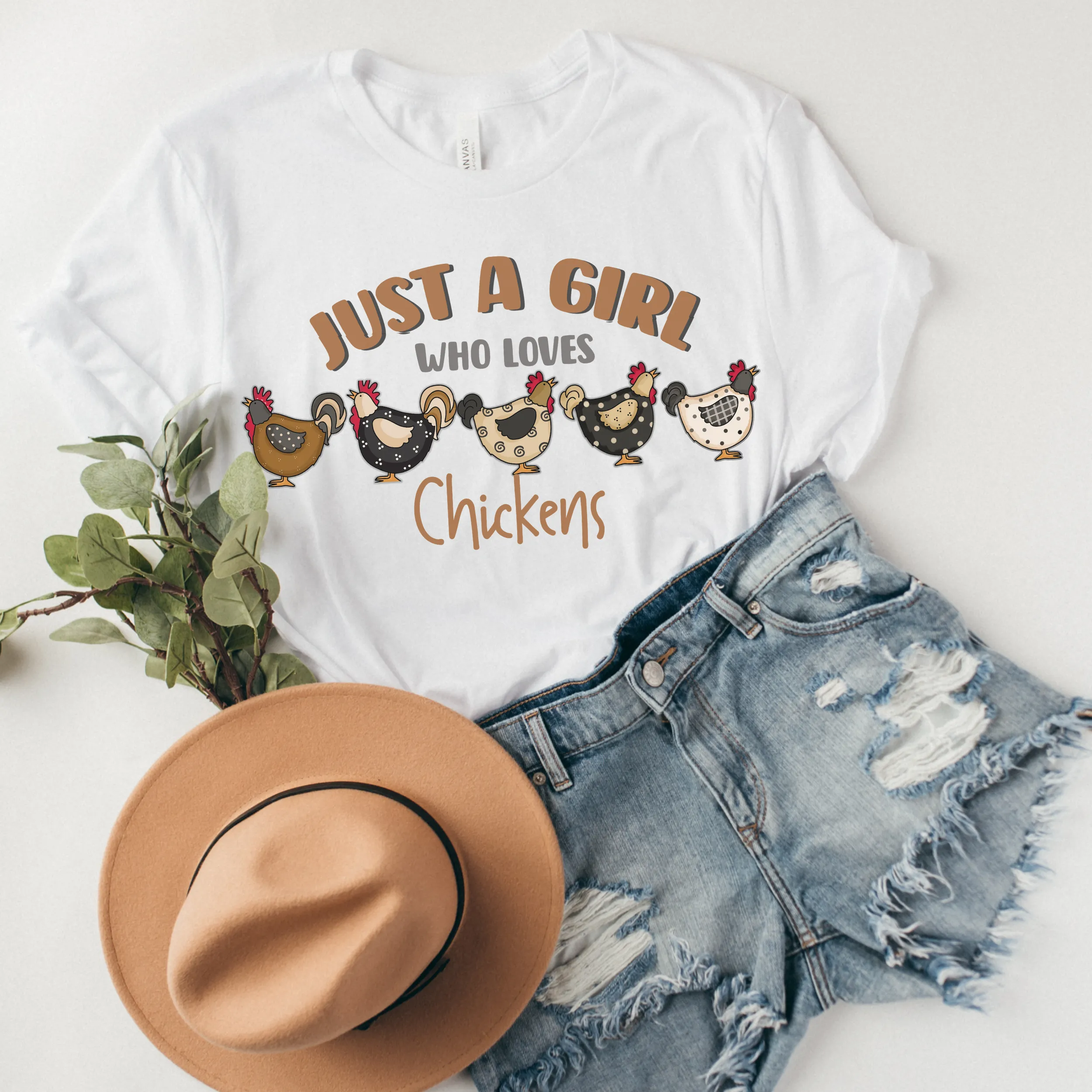 Just A Girl Who Loves Chickens Crewneck or T-Shirt, Hens Unisex Sweatshirt or Tee, Trendy Colorful Chickens Shirt, Great Gift for Chicken Lovers