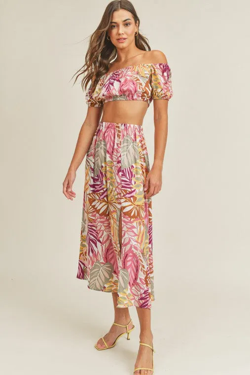 Kai Tropical Print Crop Top & Skirt Set