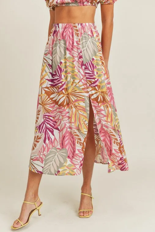 Kai Tropical Print Crop Top & Skirt Set