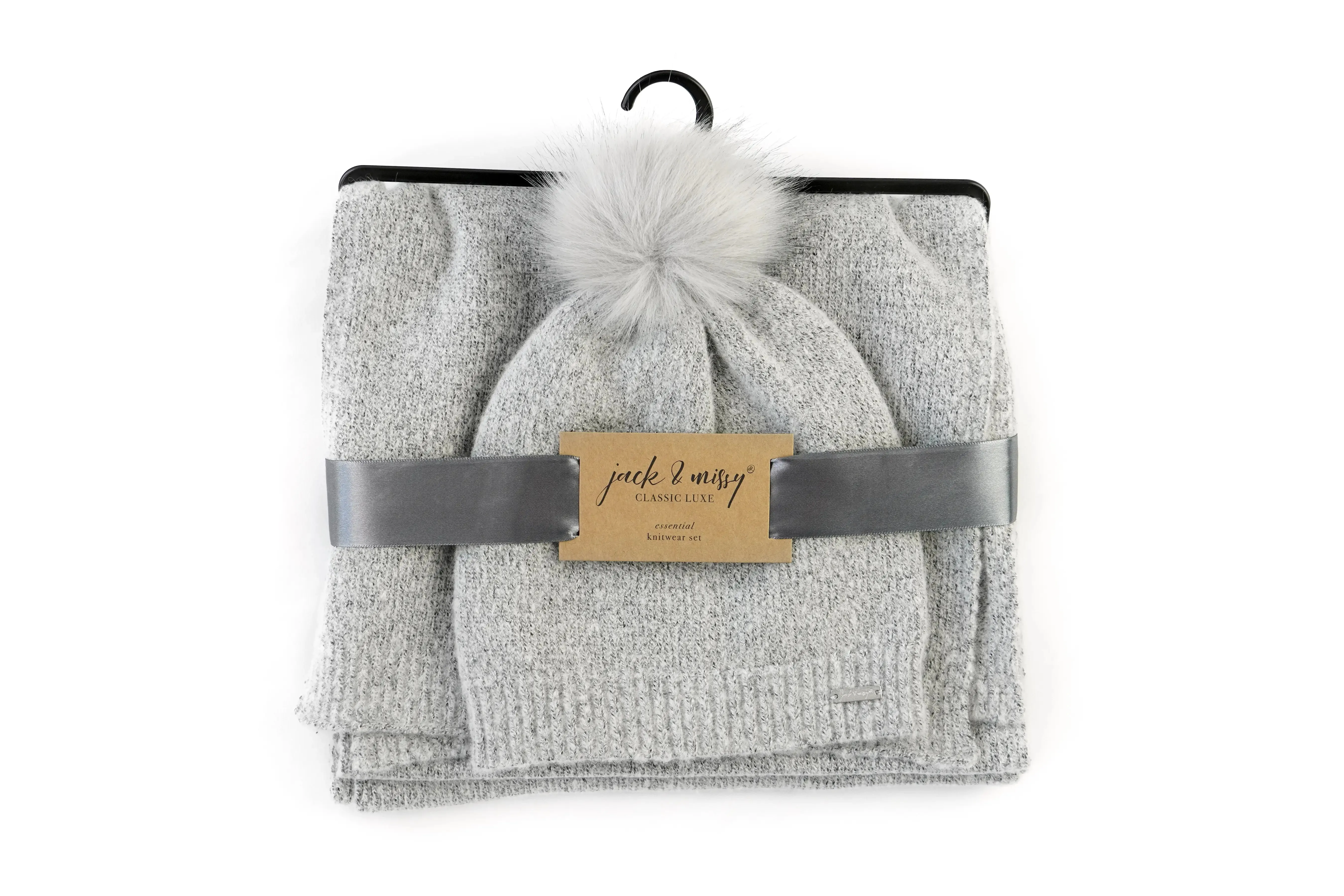 Ladies Grey Hat & Scarf Set