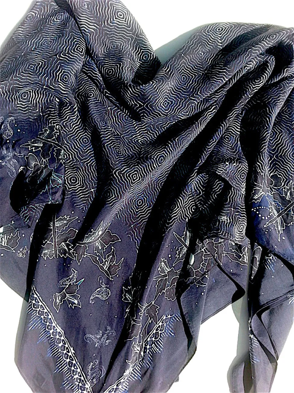 Large Silk Square Scarf Batik Digital Print