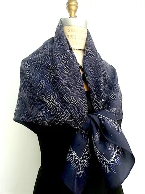 Large Silk Square Scarf Batik Digital Print