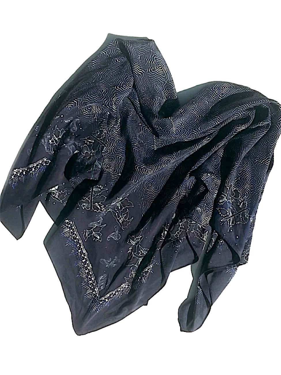 Large Silk Square Scarf Batik Digital Print