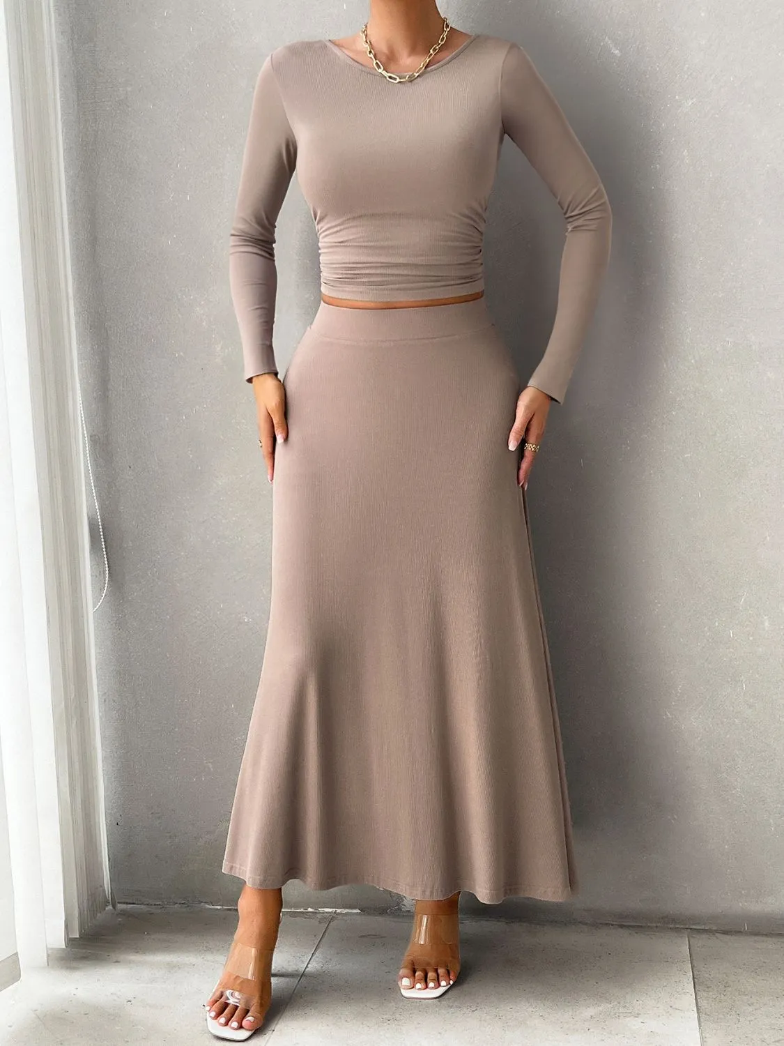 Long Sleeve Top and Skirt Set