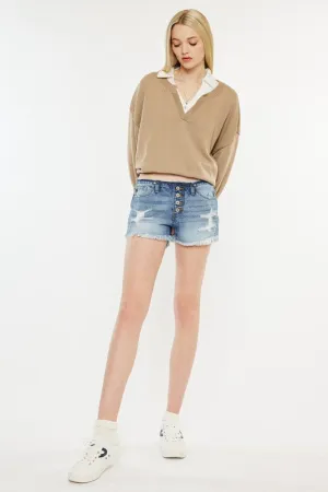 Low Rise WB Detail Button Down Shorts Jeans