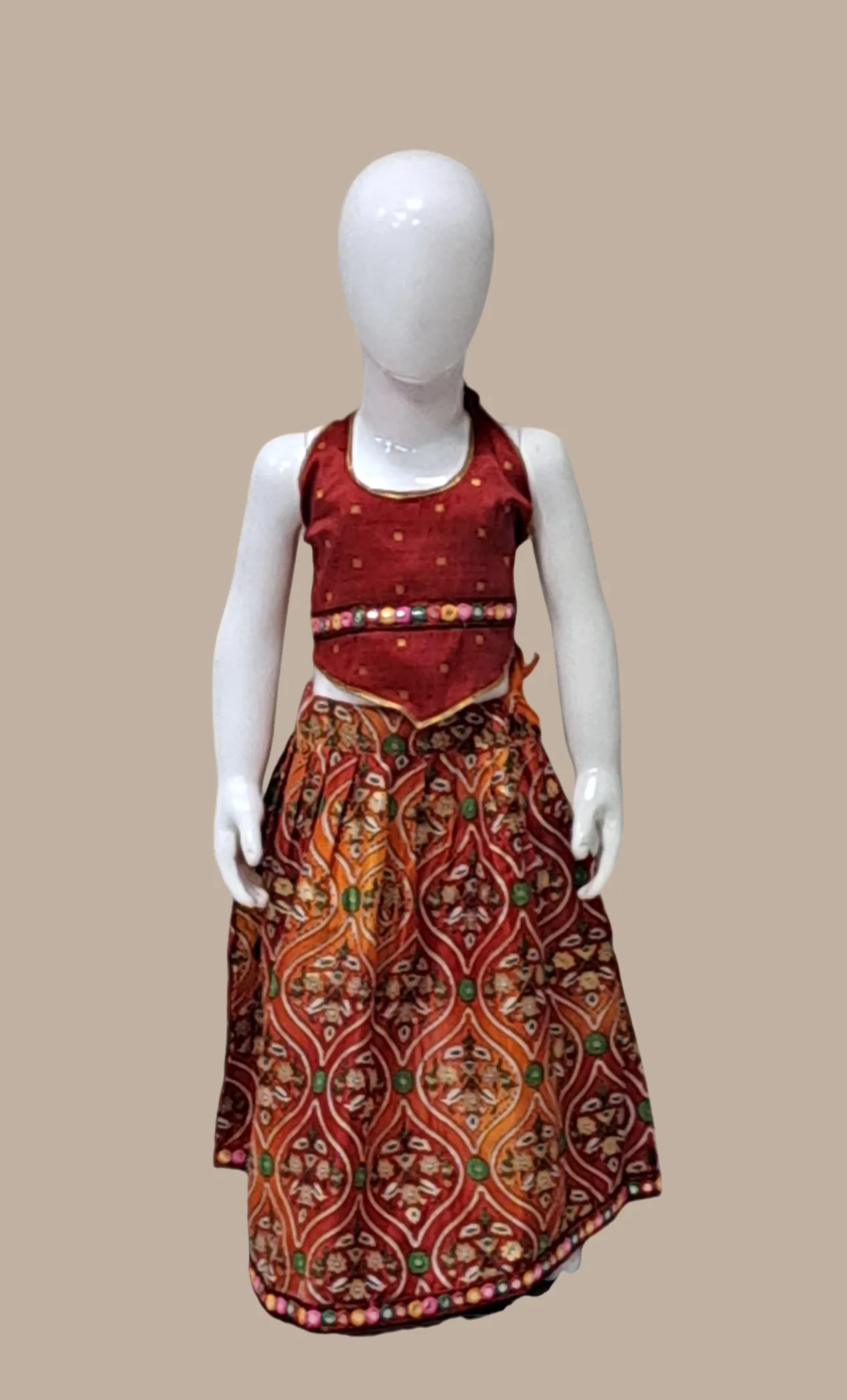 Maroon Embroidered Chania Choli