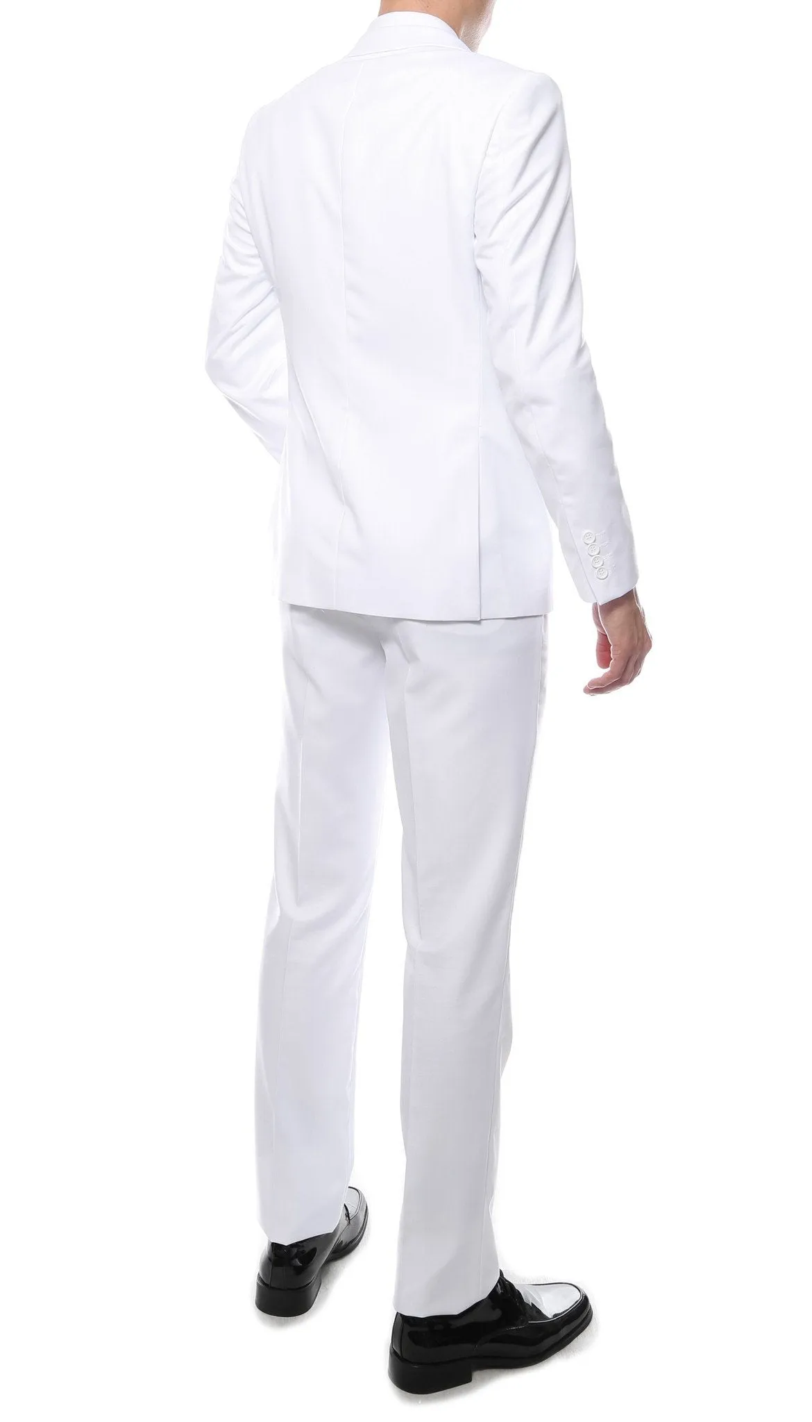 Mens 2 Piece 2 Button Slim Fit White Zonettie Suit