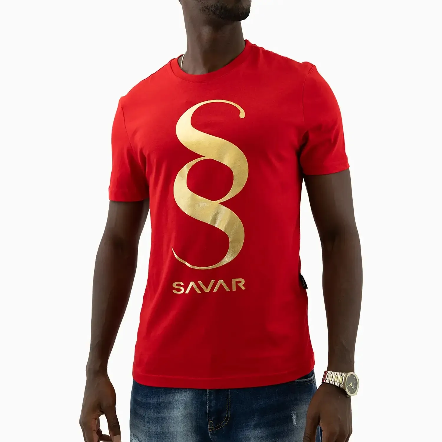 Men's Double S Printed Red T Shirt