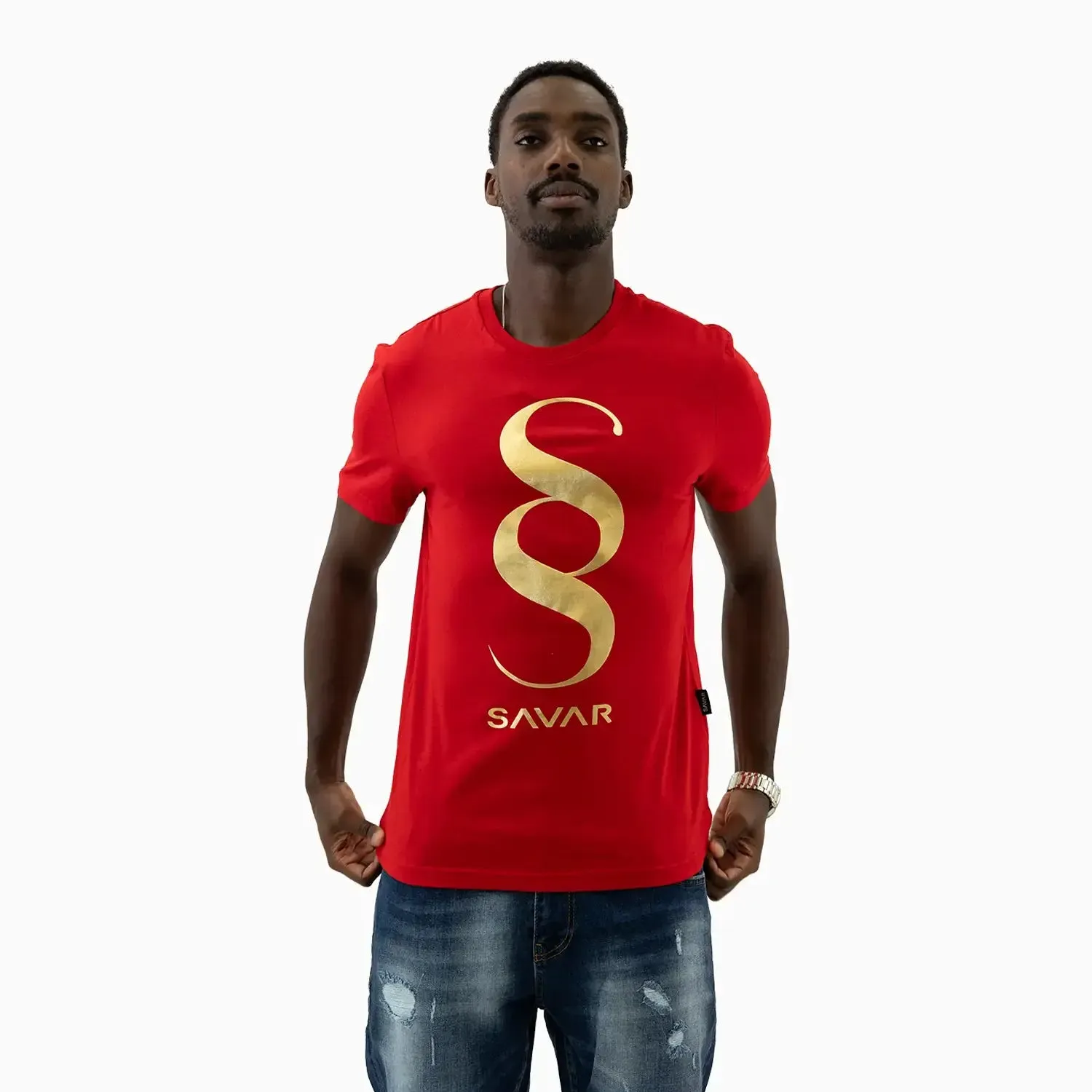 Men's Double S Printed Red T Shirt