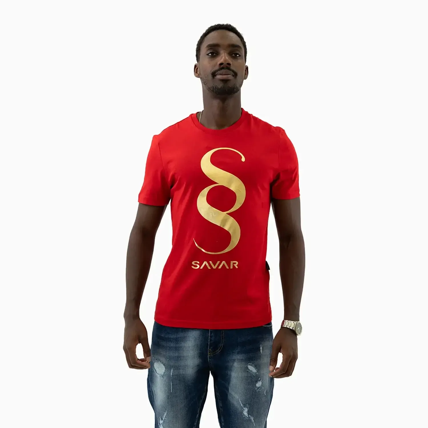 Men's Double S Printed Red T Shirt