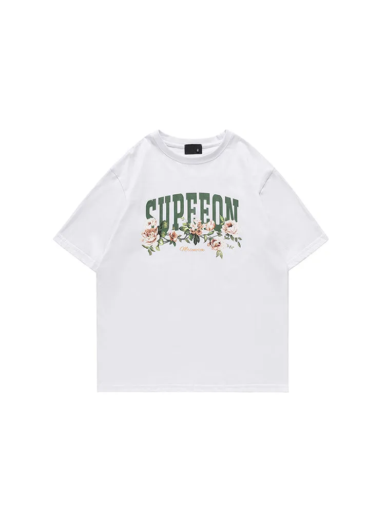 Men'S Loose T-Shirts With Flower Print