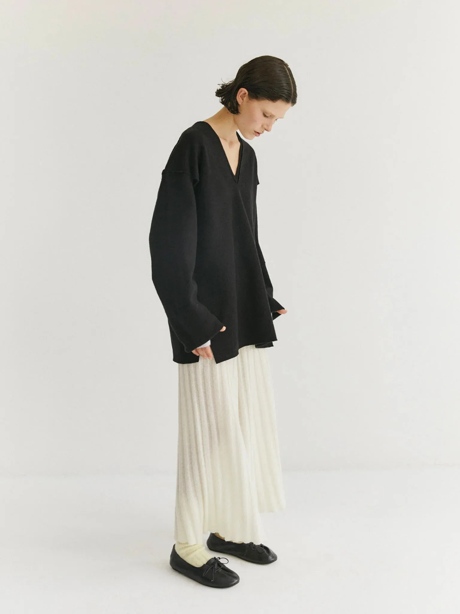 Nakiri pants Wide-leg ribbed pants