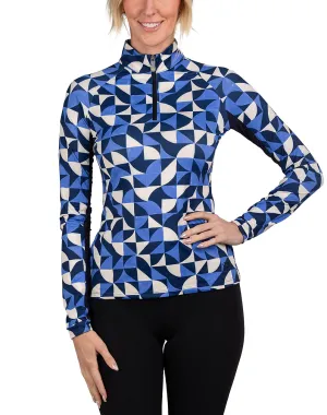 Navy Geometric Long Sleeve Sun Shirt