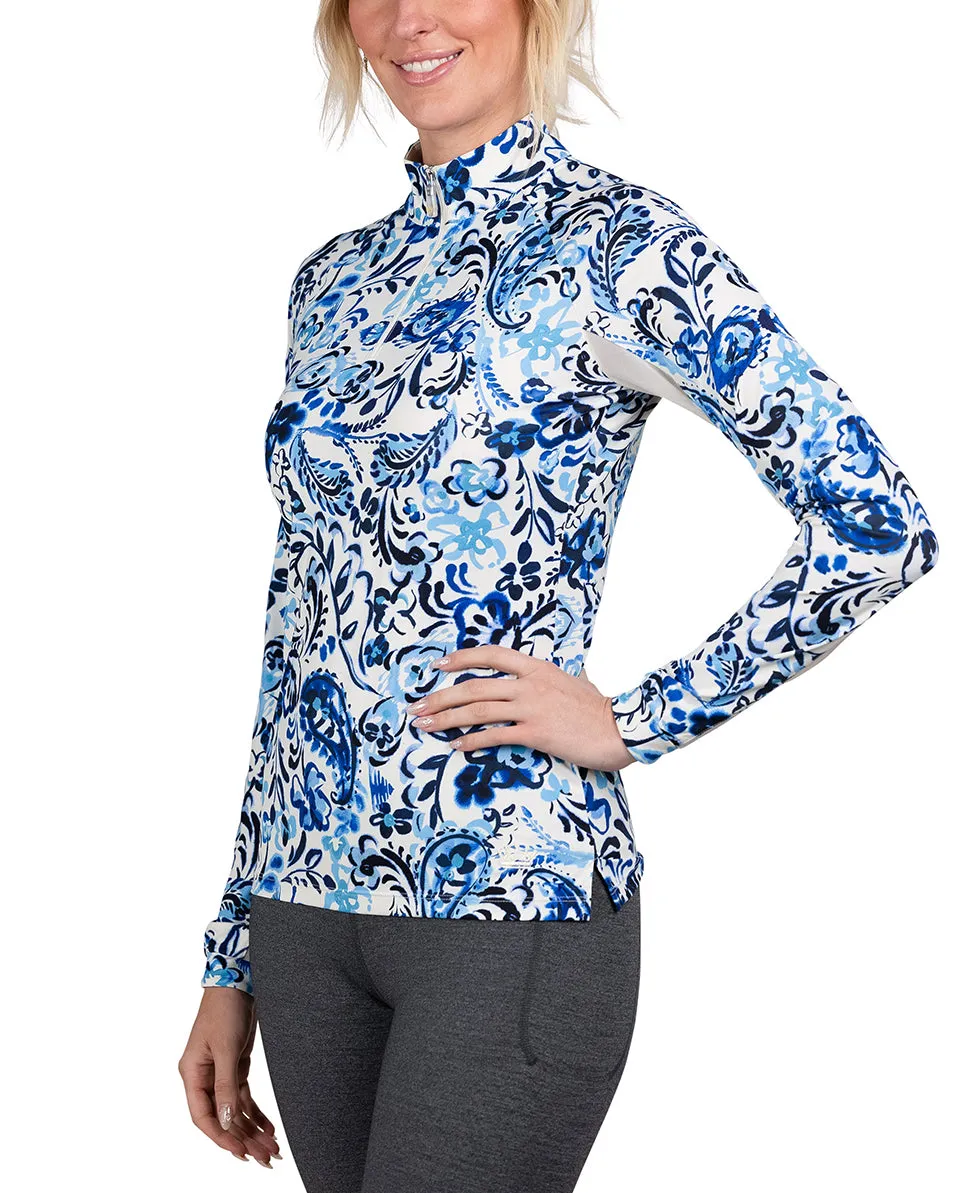 Navy Ikat Long Sleeve Sun Shirt