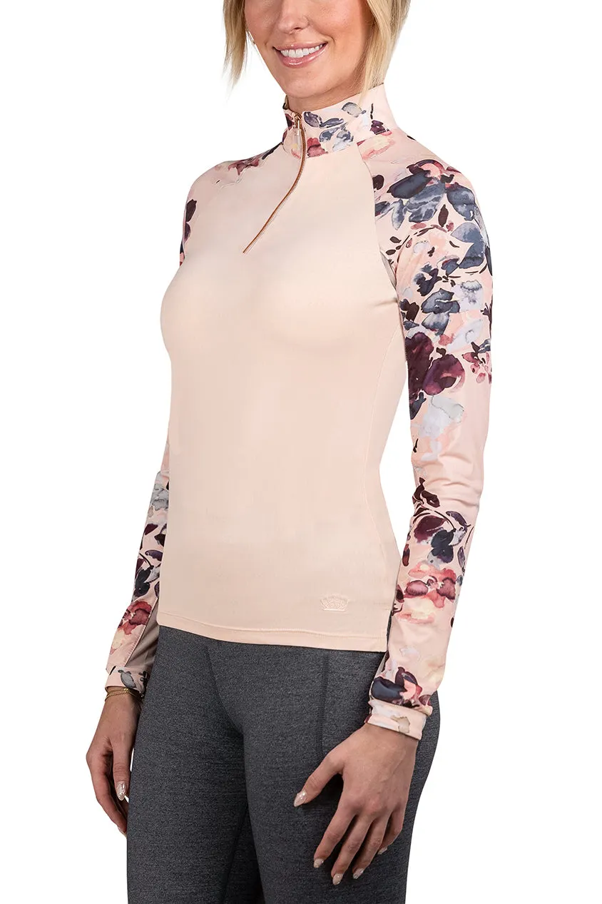 Pearl Blush Watercolor Floral Raglan Long Sleeve Sun Shirt