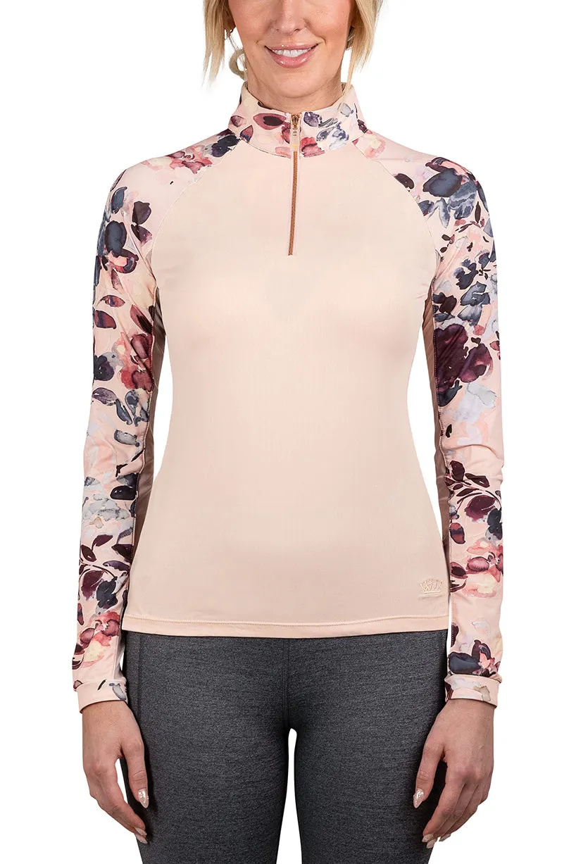 Pearl Blush Watercolor Floral Raglan Long Sleeve Sun Shirt