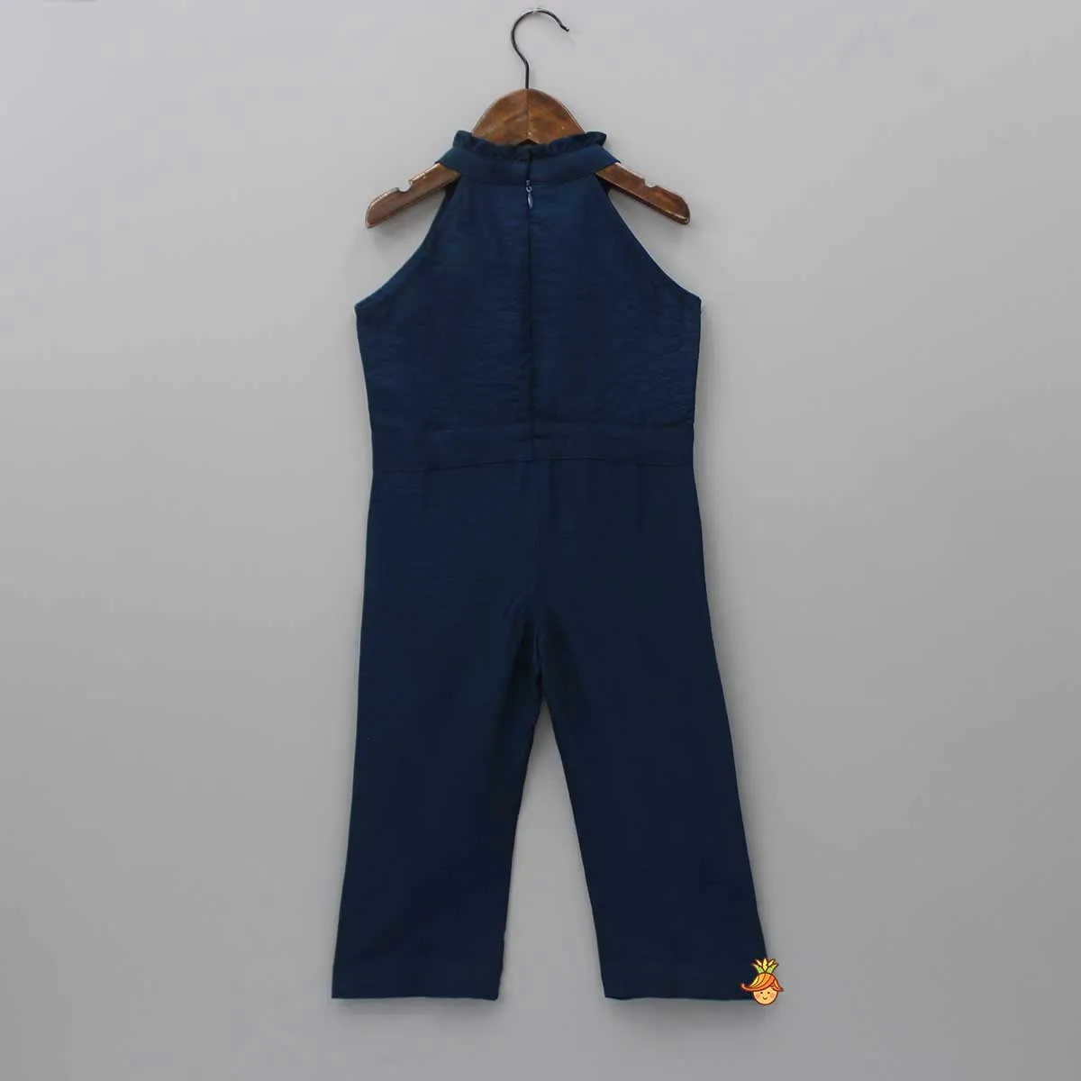 Pre Order: Blue Embroidered Yoke Jumpsuit