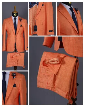 Quadrillion Orange Turkish Blend Summer Slim Fit Suit