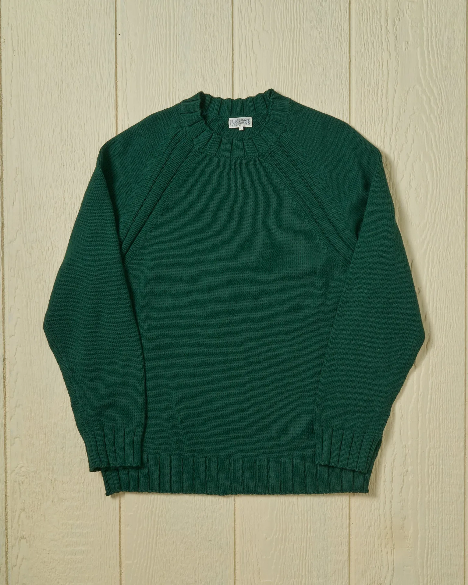 Quaker Crewneck Sweater in Hunter Green