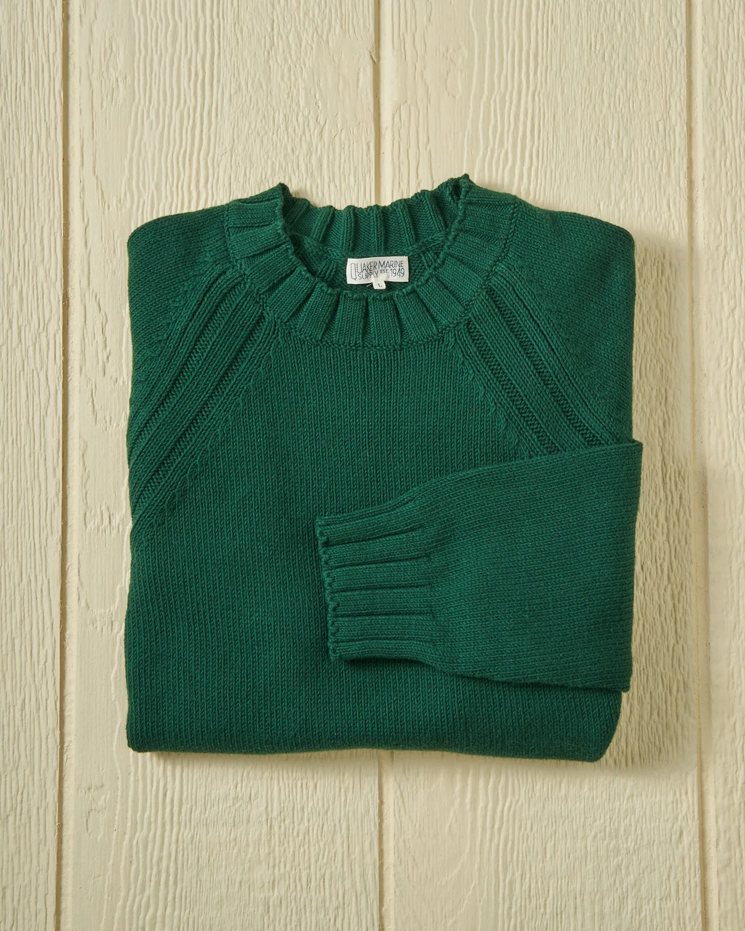 Quaker Crewneck Sweater in Hunter Green