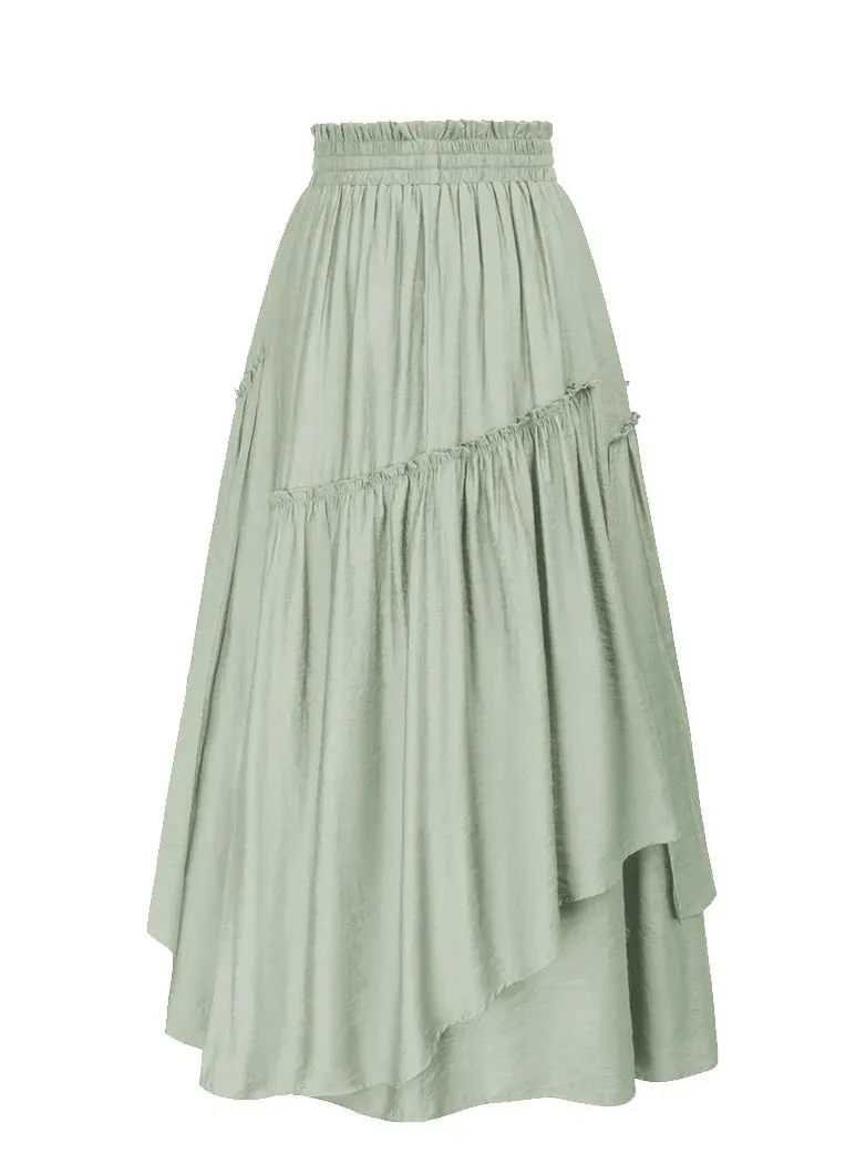 Renaissance Swing Skirt Detachable Belt Decor A-Line Skirt