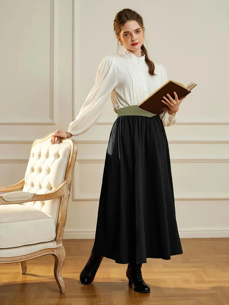 Renaissance Swing Skirt Detachable Belt Decor A-Line Skirt