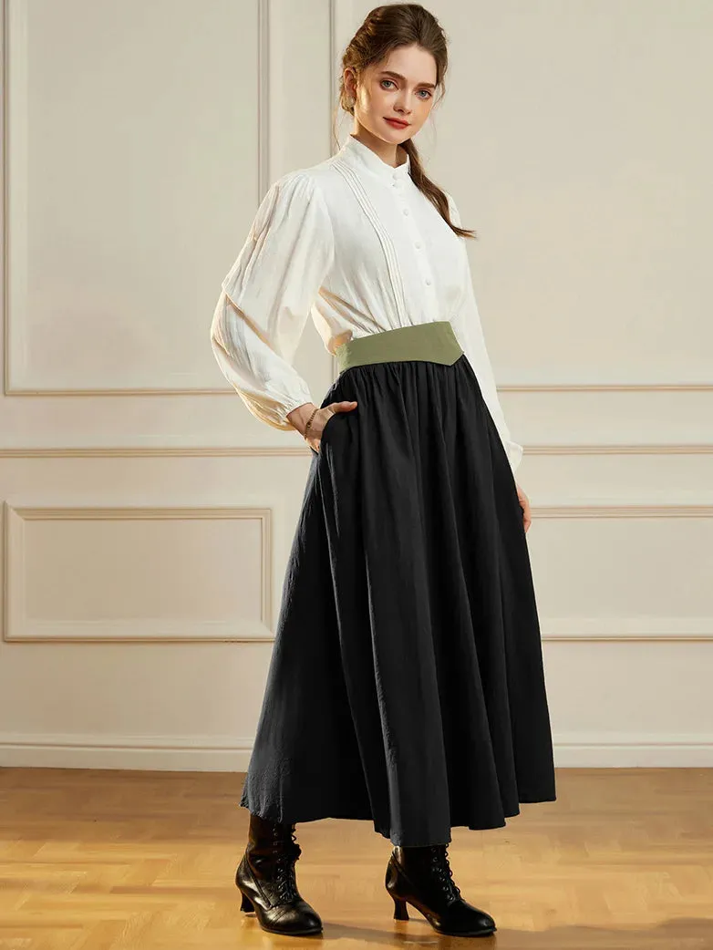 Renaissance Swing Skirt Detachable Belt Decor A-Line Skirt