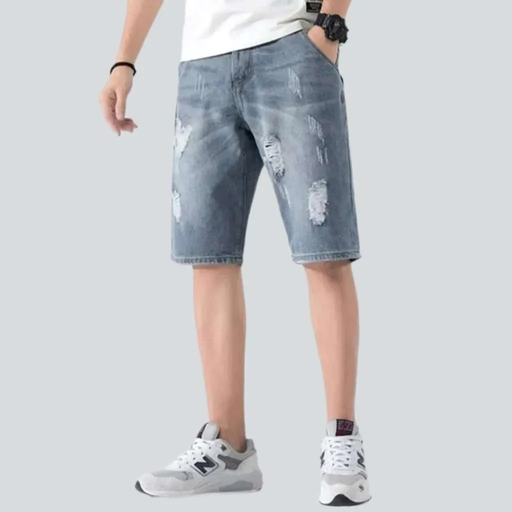 Ripped men's jean shorts