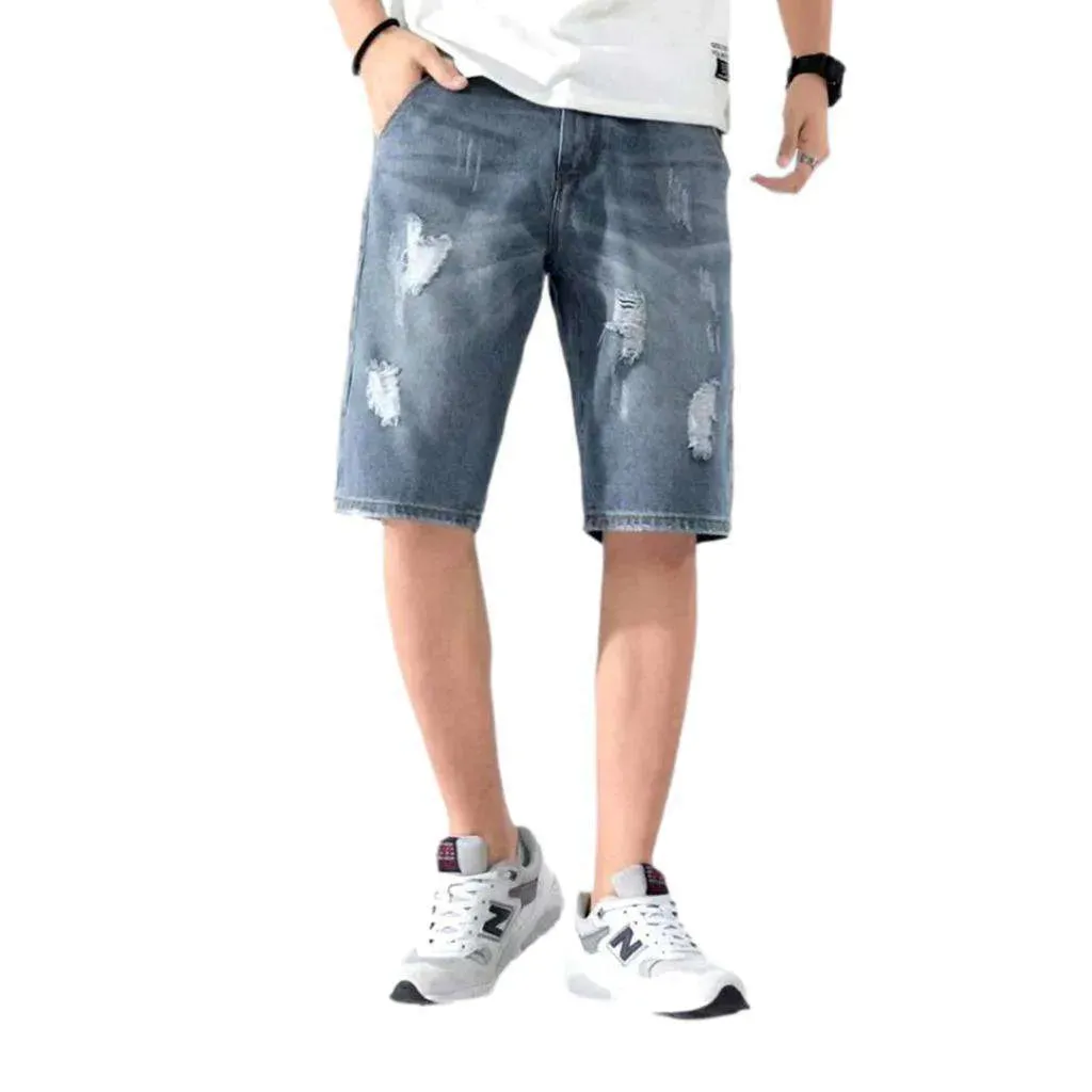 Ripped men's jean shorts