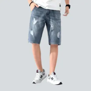 Ripped men's jean shorts