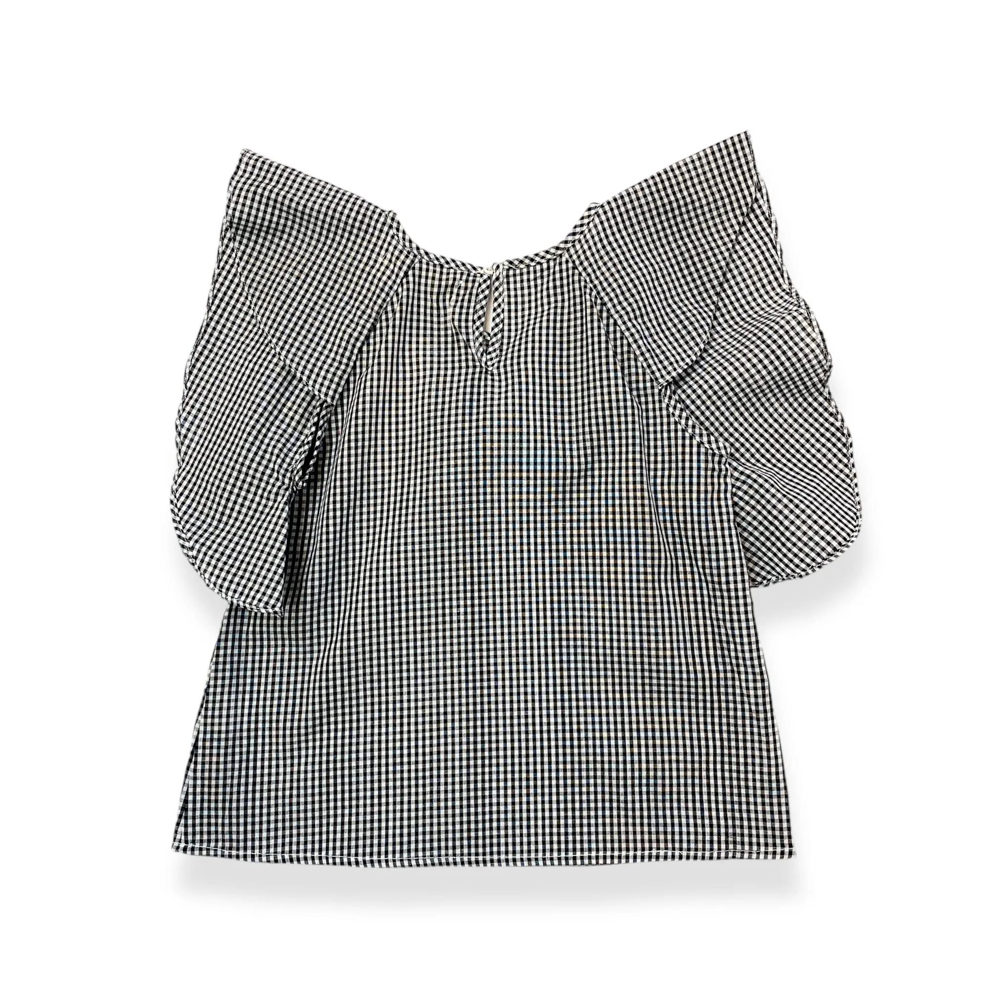 Ruffle Black Checked Top