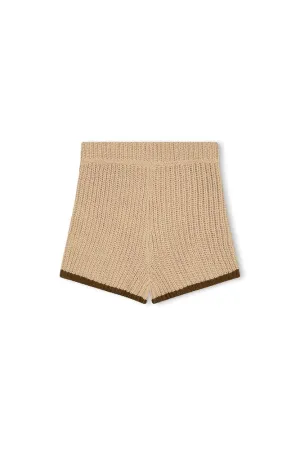 Sand Contrast Rib Knit Short