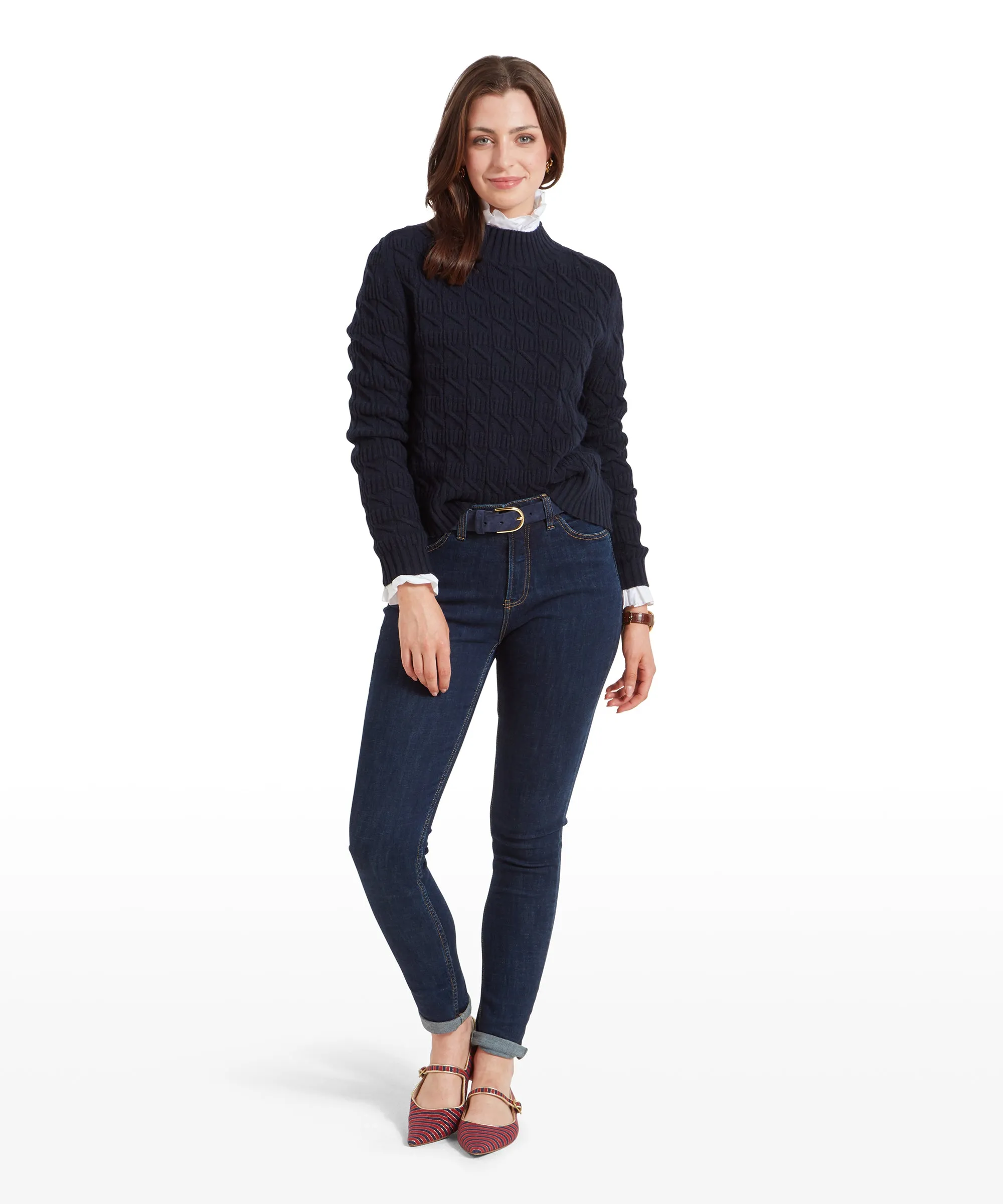 Sandsend Cable Jumper - Navy