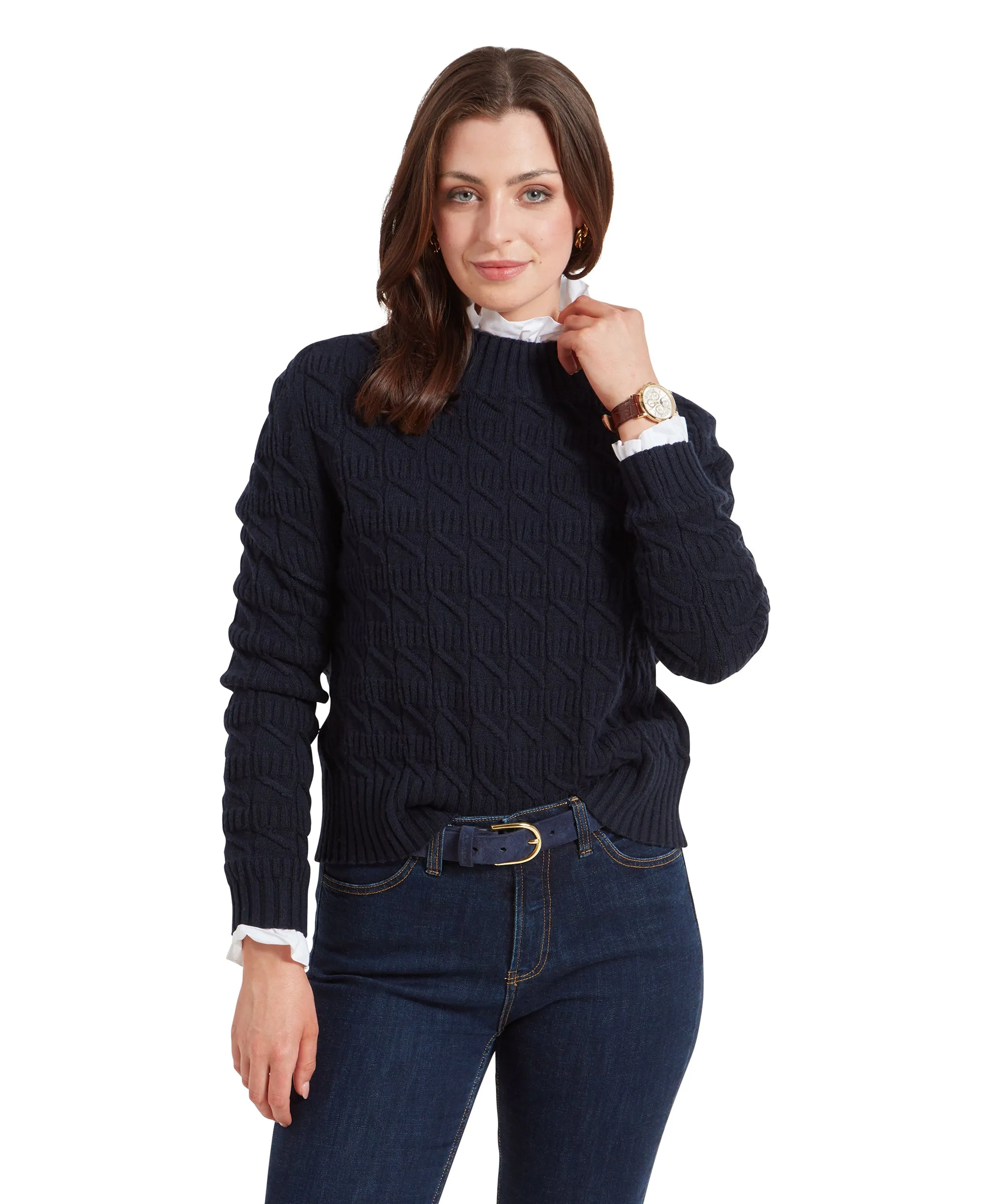 Sandsend Cable Jumper - Navy