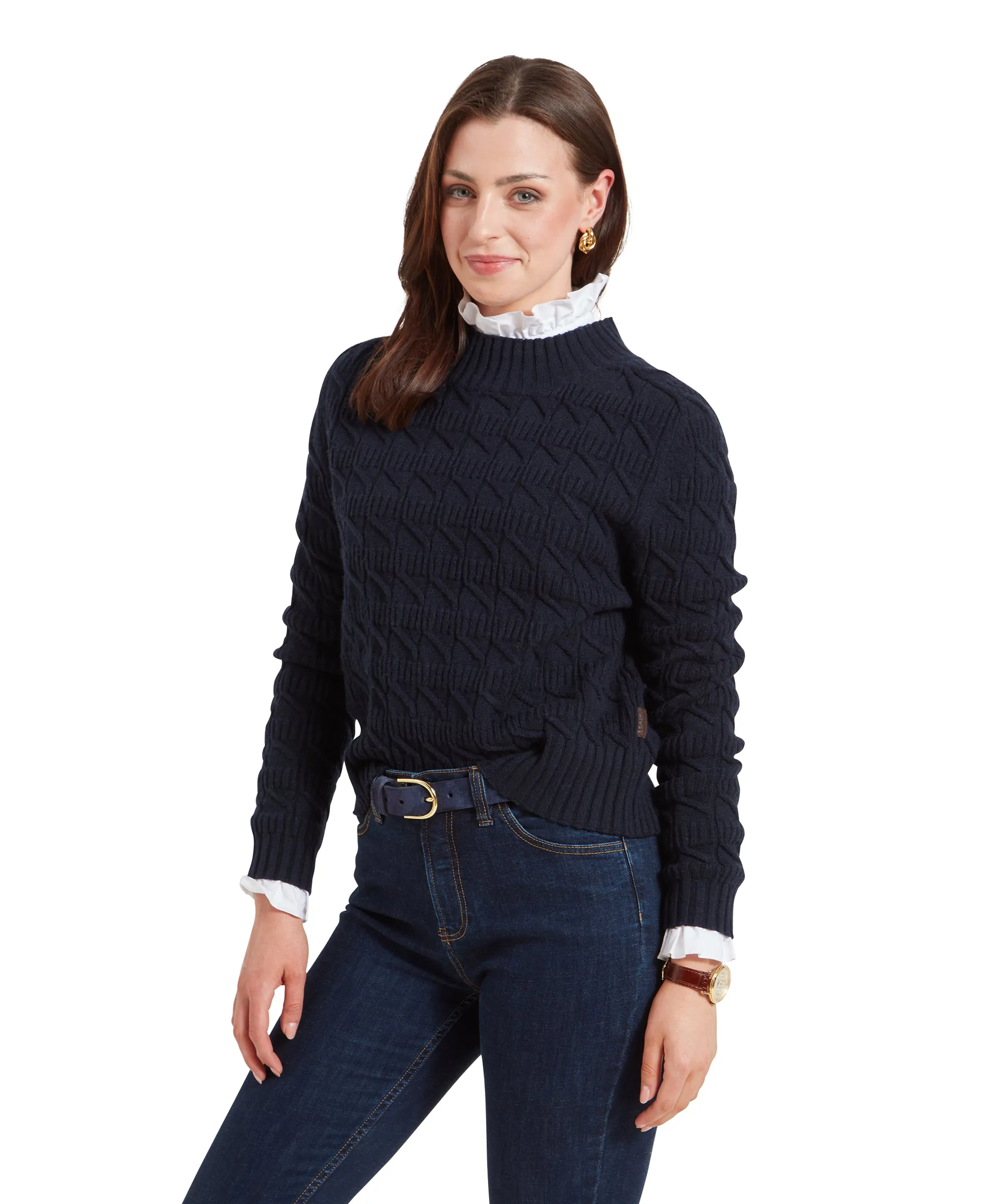 Sandsend Cable Jumper - Navy