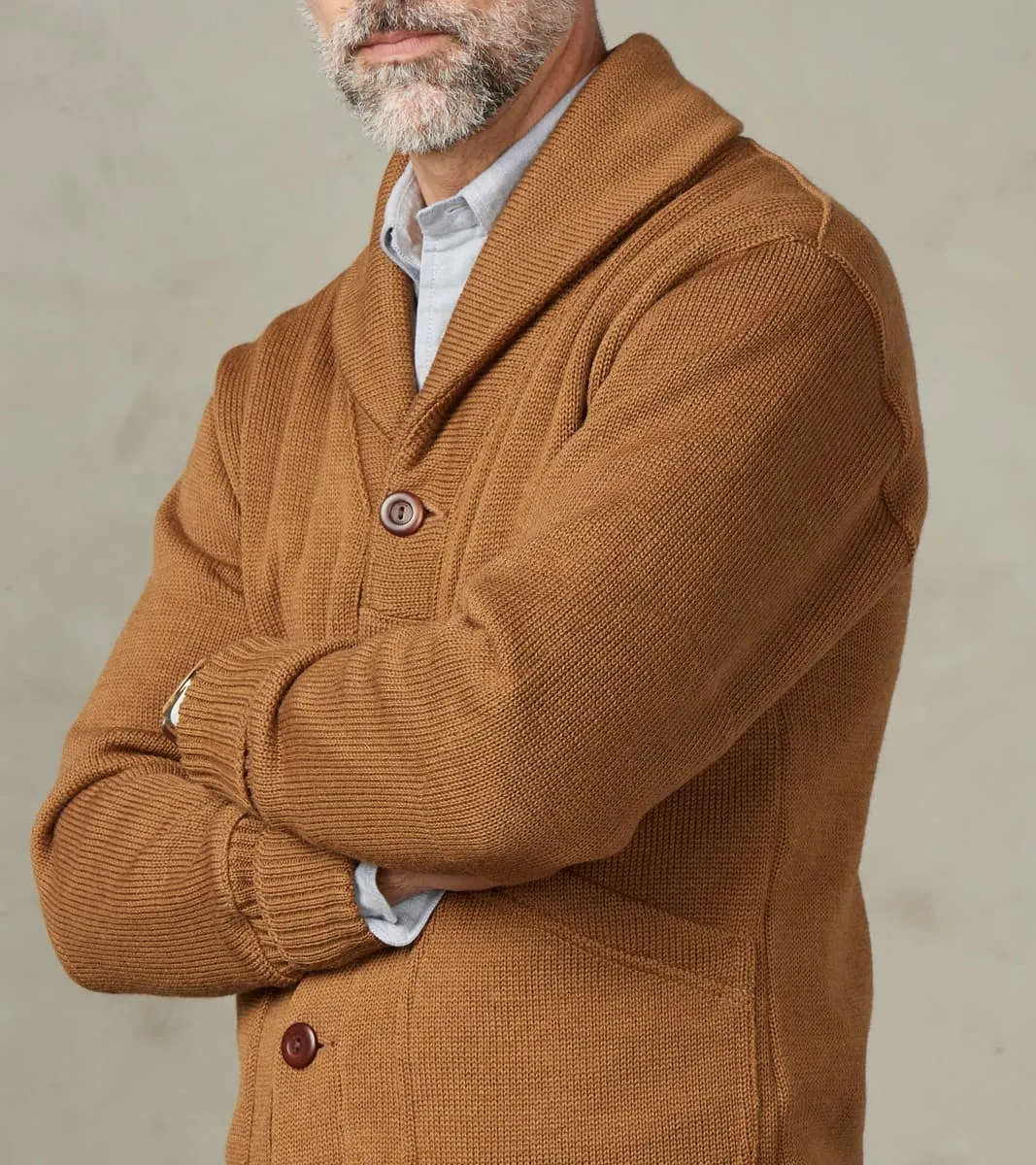 Shawl Cardigan - Dark Tan