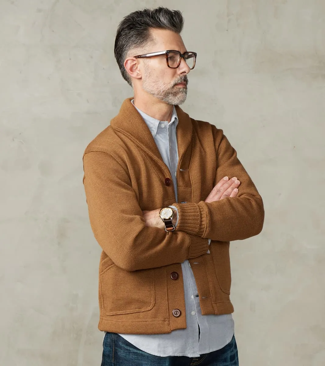 Shawl Cardigan - Dark Tan