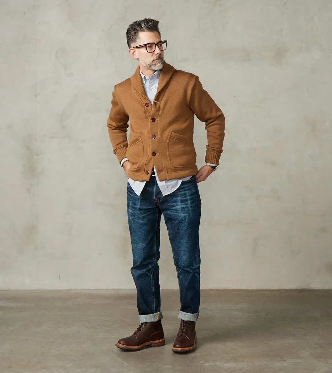 Shawl Cardigan - Dark Tan