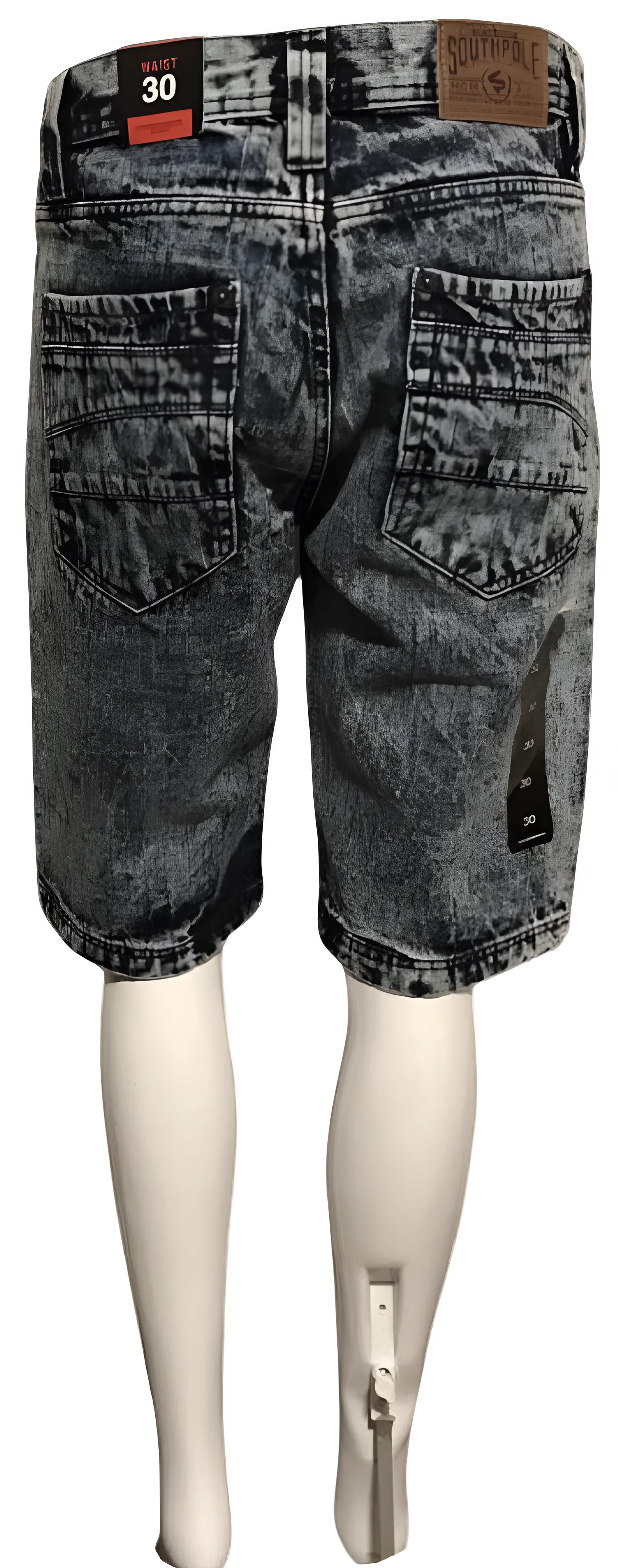 ^SOUTHPOLE^ (ACID BLUE) RIPPED DENIM SHORTS (WAIST 30'')