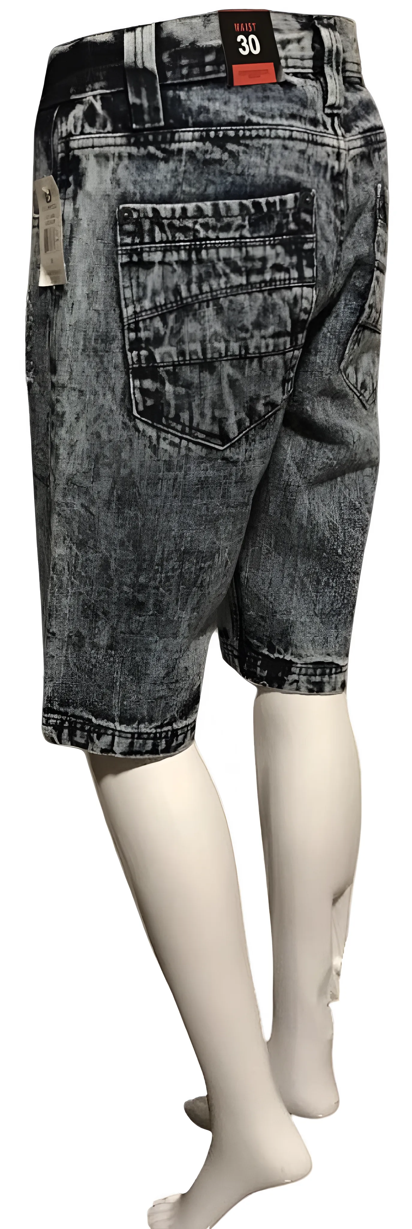 ^SOUTHPOLE^ (ACID BLUE) RIPPED DENIM SHORTS (WAIST 30'')