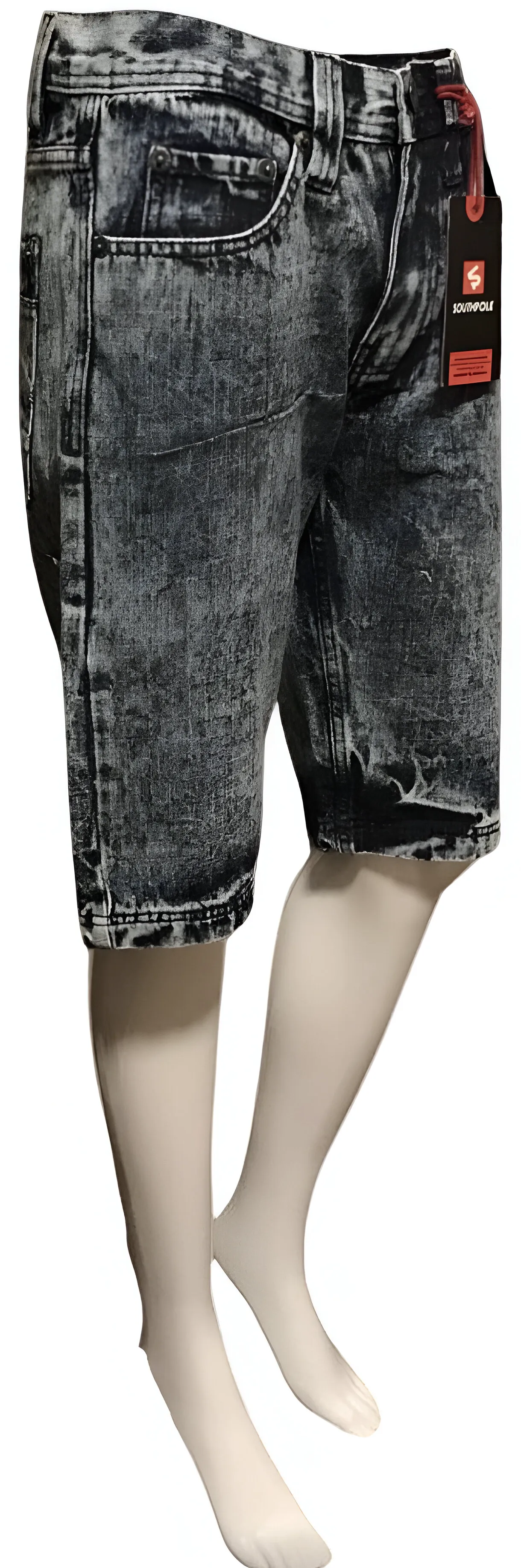 ^SOUTHPOLE^ (ACID BLUE) RIPPED DENIM SHORTS (WAIST 30'')