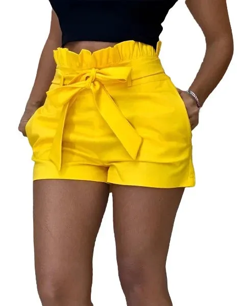 Stylish High Waist Shorts Solid Color Loose Casual Woman's Streetwear