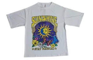 Comfortable Loose-Fit Sunshine-Themed Cotton T-shirts