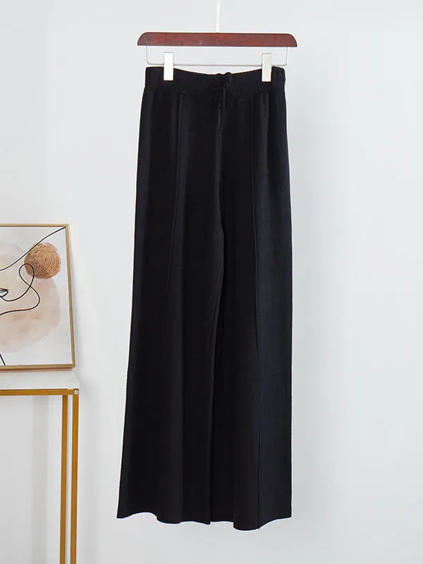 Urban Loose Wide Leg Drawstring Solid Color Pants