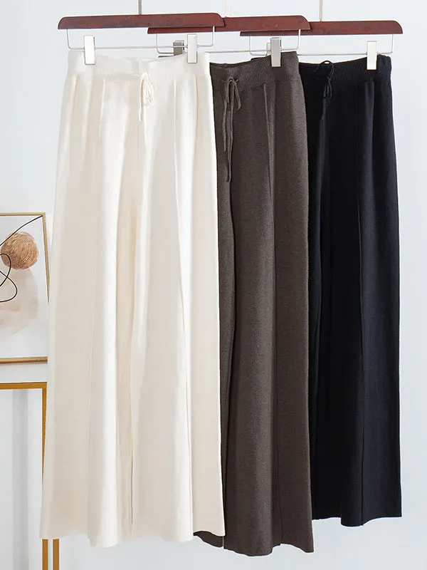 Urban Loose Wide Leg Drawstring Solid Color Pants