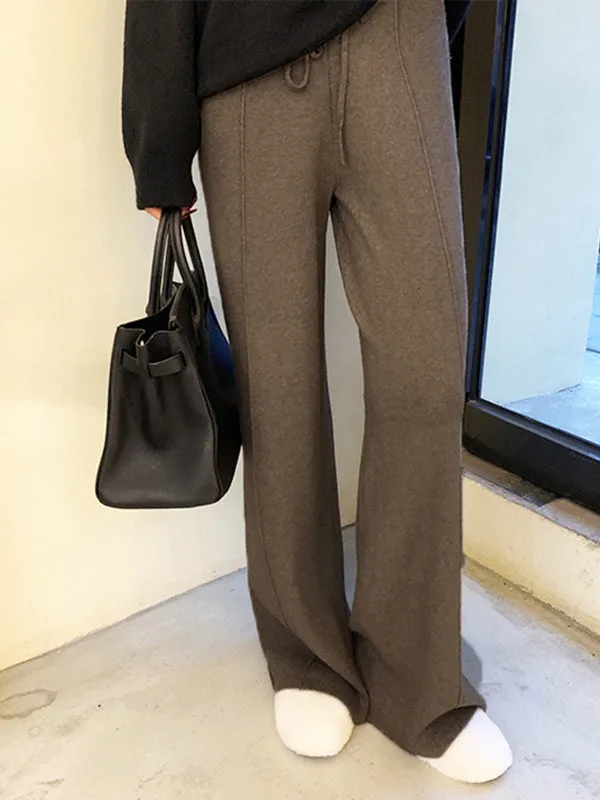 Urban Loose Wide Leg Drawstring Solid Color Pants